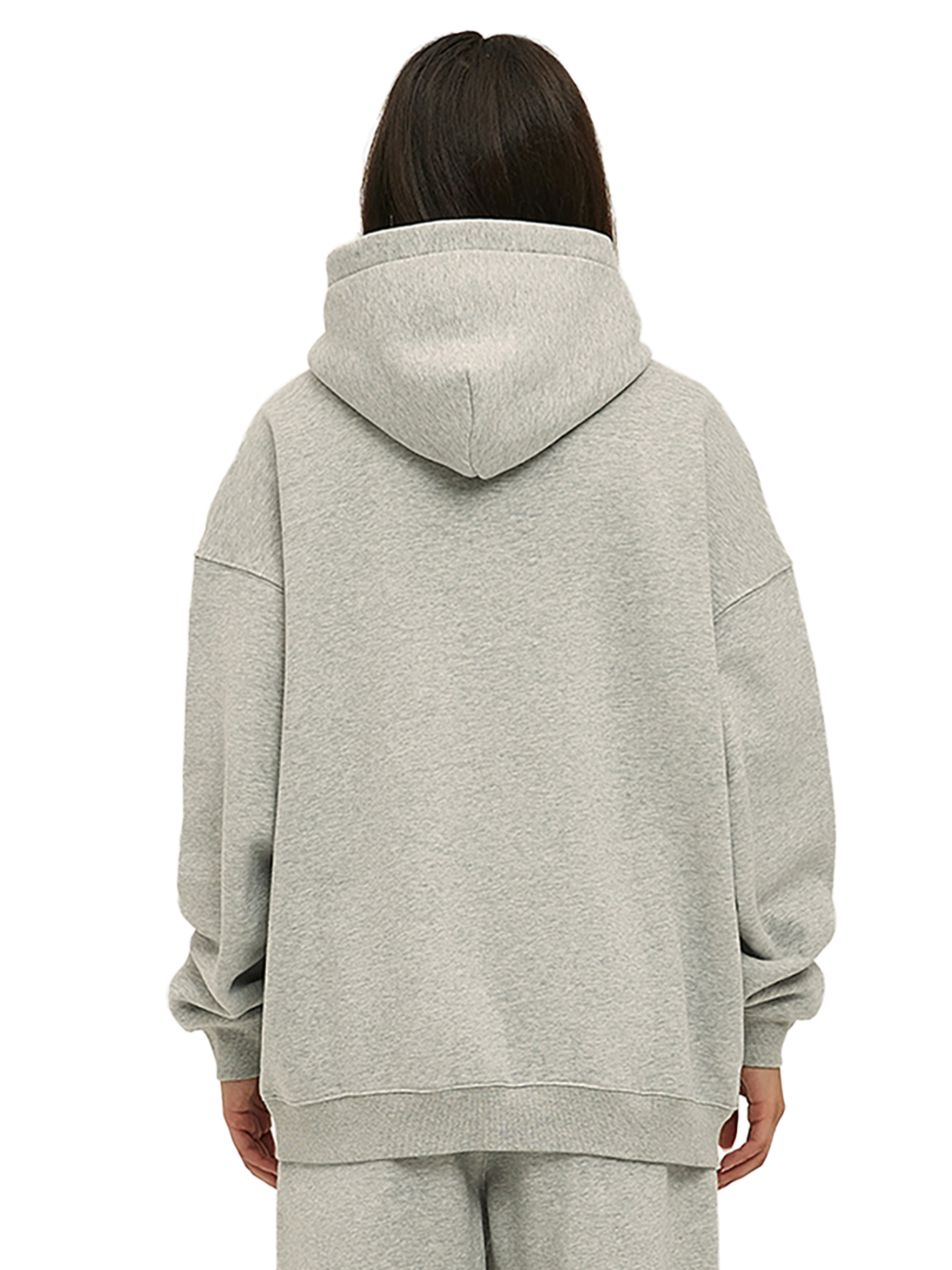 Gray)Streetwear Unisex Oversized Solid Color Fleece Hoodie